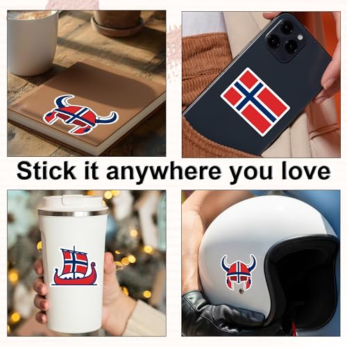Norway Flag Sticker, Flag Stickers for Cars with Viking Ship Helmet Design - color: Norway Flag Sticker