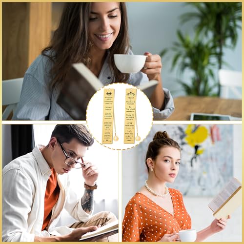 Fainne 5 Pcs Bible Metal Bookmarks Christian Gifts Cross Chain, Gold - color: Gold