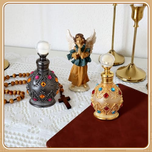 Mifoci 2 Pcs Anointing Oil Bottles for Prayer Holy Oil, Brown,Yellow - color: Brown,yellow