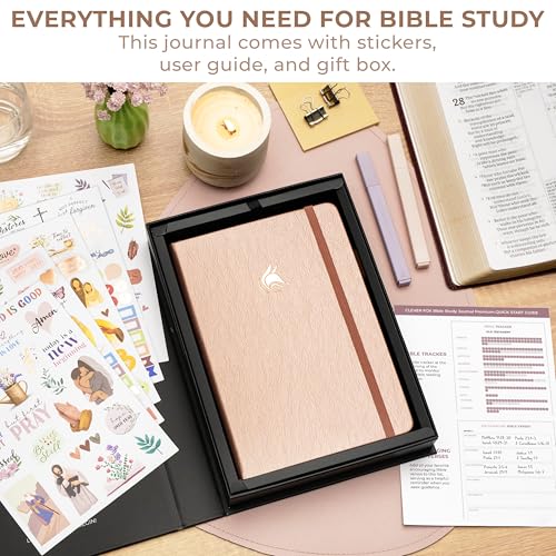 Clever Fox Bible Study Journal Premium Guided Notebook 5.8x8.3 Rose Gold - color: Rose Gold, size: A5 (5.8″ x 8.3″)