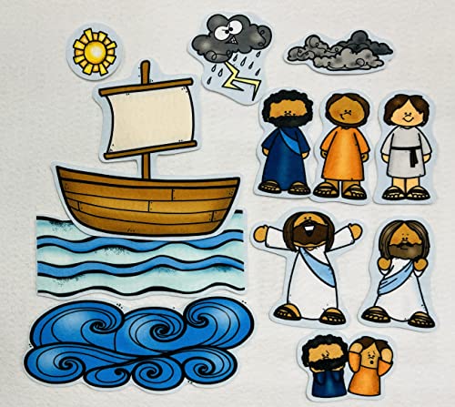 Jesus Calms The Storm Felt Figures for Bible Flannel Board Stories Miracles New Testament (Medium)