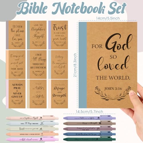 Resurhang 30 Sets Christian Gifts Bulk Bible Notebook Religious Pen,Morandi - color: Morandi