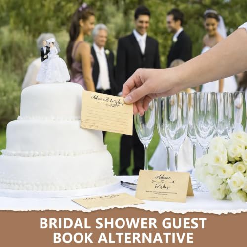 Wooden Advice & Wishes Memory Box with 50 Pcs Kraft Tan Cards for Wedding - Bridal Shower Guest Book Alternative- Versatile Keepsake for Newlyweds, Baby Shower, Graduation & Birthday Party (Cards) - color: Cards