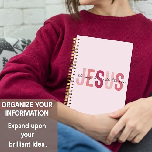 KAOWT Boho Christian Notebook Journal, Bible Notebooks for Note Taking, Christian Gifts for Women, Prayer Scripture Journal, Jesus the Way the Truth the Life Hardcover Spiral Notebook 5.5x8.3in Pink - color: notbook bible-jesus pink