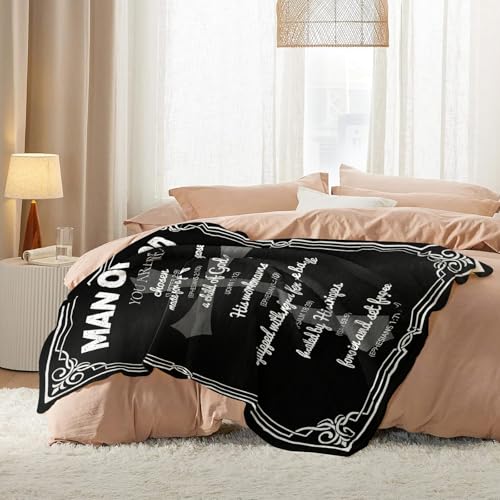 Fathers Day Christian Gifts for Men, Religious Confirmation Sponsor Gifts for Men Blanket 50"x60", Spiritual Inspirational Catholic Baptism Bible Faith Based Gift, Encouragement Gift for Man of God