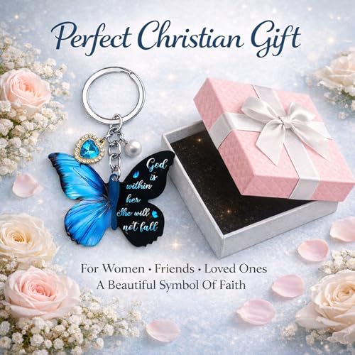 Christian Butterfly Keychain for Women Inspirational Faith Keyring with Gift Box Religious Gifts for Mom Daughter - style: Style3