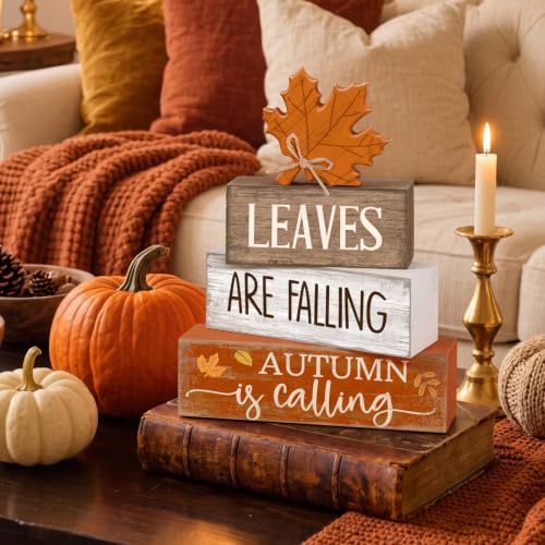 Lineshading 4 Pcs Fall Table Decor Wooden Maple Leaf, Autumn Leaves Sign - style: Autumn Cup
