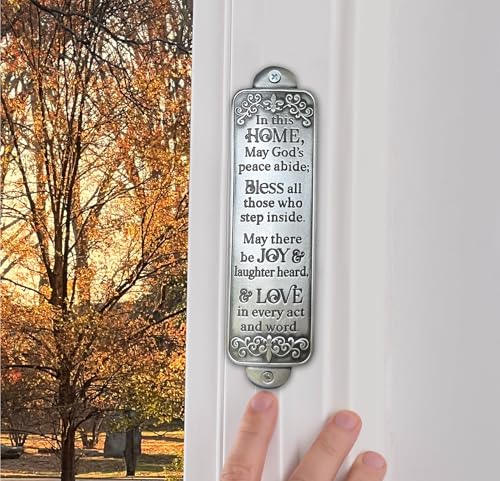 Abbey + CA Gift Home Blessing Entryway Wall Plaque, Religious Metal Home Decor Housewarming Gift, 6"H (Silver) - color: Silver