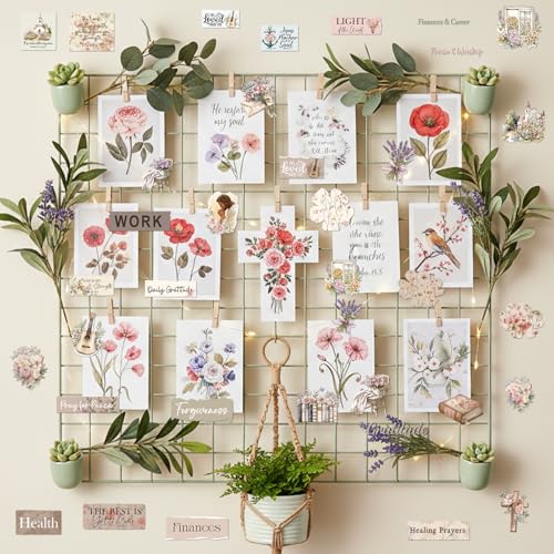 Prayer Board Stickers Supplies - 100 Pcs Christian Jesus Bible Gift - color: Flower