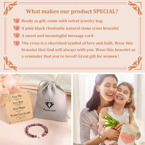 Christian Grandparents - Day Gifts for Women, Religious Cross Bracelet - color: Godis -Red