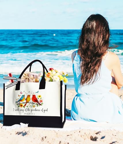Aesthetic Canvas Tote Bag for Women Girls, Large Tote Bag for Friends Colleagues Leader Manager, 17 x 11.8 x 7 inches - color: Goodness