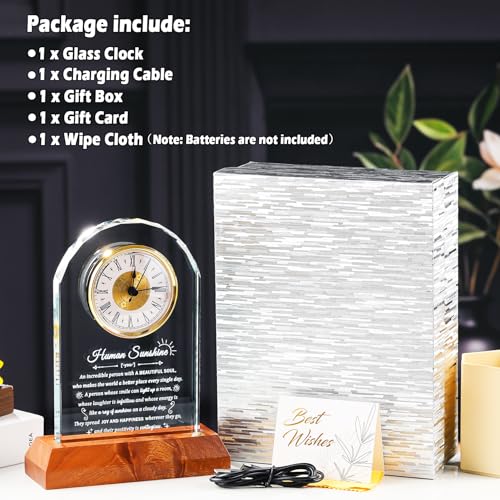 Arikyrist Glass Clock Human Sunshine Inspirational Gifts for Women Men - color: Human Sunshine