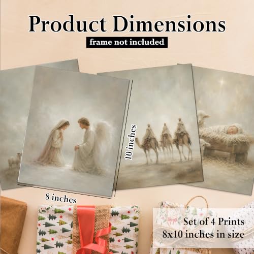 DOFQZ Christian Jesus Christmas Wall Art Prints 8x10 Set of 4 - color: 25Child, size: 8*10