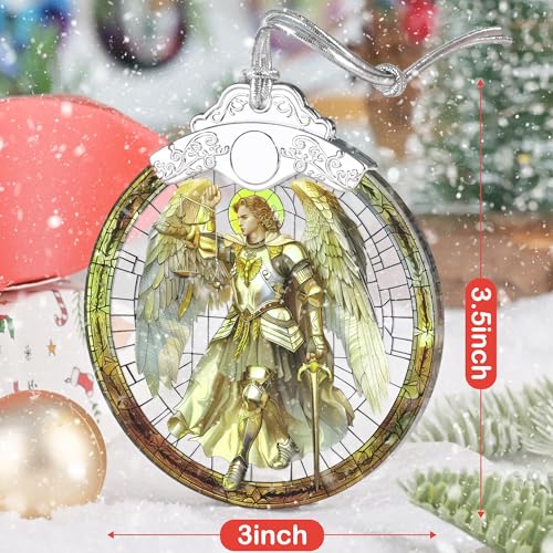 Stained Glass Ornaments, 2025 Christmas Ornament, Christmas Tree Ornament, Heirloom Keepsake, Gift Exchange, Gift Idea - Archangel Michael - color: Michael
