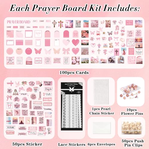 Prayer Board Supplies Kit - 257 Pcs Pink Coquette Christian Decor - style: Pink Coquette