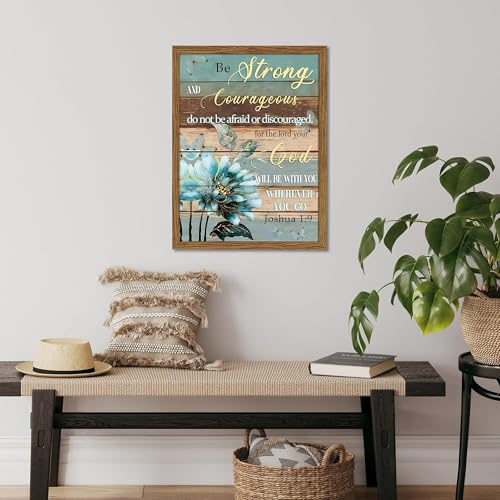 Bible Verse Canvas Wall Art Joshua Scripture Pictures Wood Framed 12x16 In - color: Joshua1 - wood, size: 16"L x 12"W