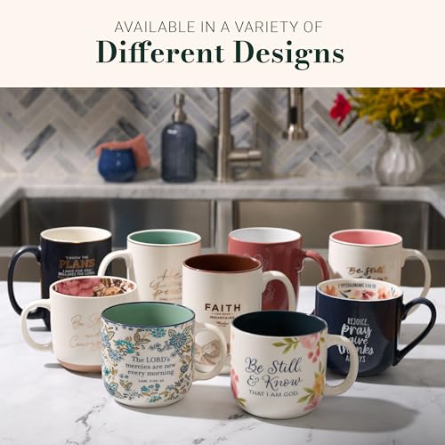 Christian Art Gifts Inspiring Ceramic Coffee Mug for Women: Psalm 46:10 - color: Be Still/White & Navy, size: 14 Ounces