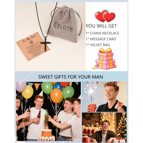 Cross Necklace for Men Boys Birthday Valentine's Day Christmas Christian Baptism Gifts - style: Son