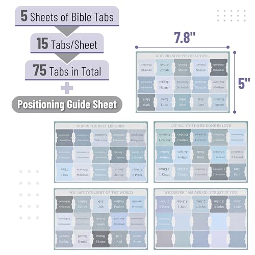Mr. Pen- Laminated Bible Tabs, 75 pcs, Easy-to-Read & Apply - color: Blue Shades