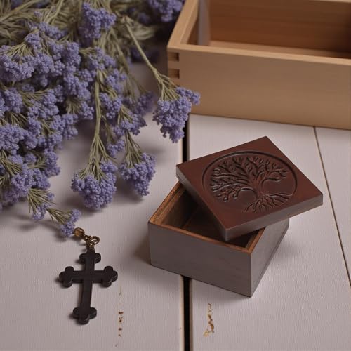 Hand-Carved Tree of Life Wooden Jewelry Box, Keepsake Storage Box for Men - color: KAT- KL Tree Of Life Keepsake Box