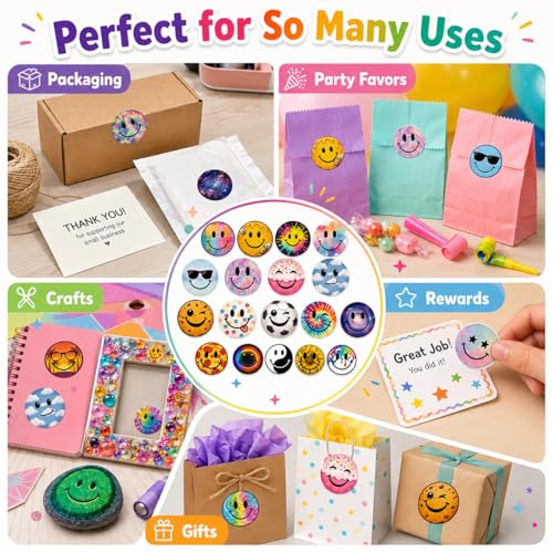 Smiley Face Stickers for Kids, 50 Pcs, 2.12 Inch Large Waterproof - color: Multicolor