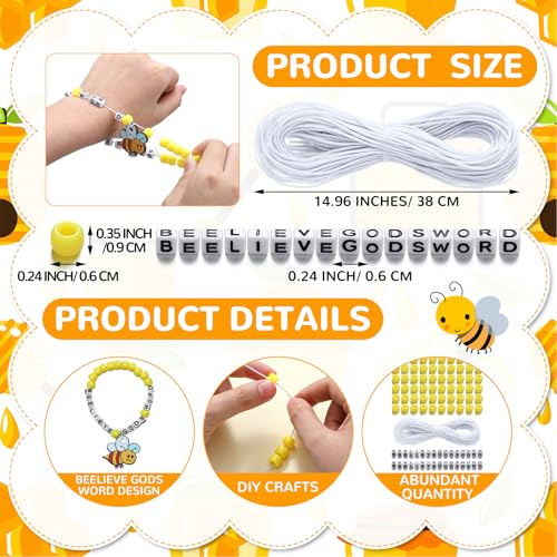 Ferreve 24 Sets Bee Bible Bead Bracelet Crafts Christian Bible Religious DIY Honey Sunday School Crafts Supplies for Party Favors Decor Birthday Gifts