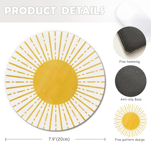 Boho Yellow Sunshine Mouse Pad,Sunshine Mouse Pads Mousepad for Desk Home Office Dorm Computers Laptop, Boho Office Supplies Desk Accessories, 7.9x7.9 Inch - color: Color-26