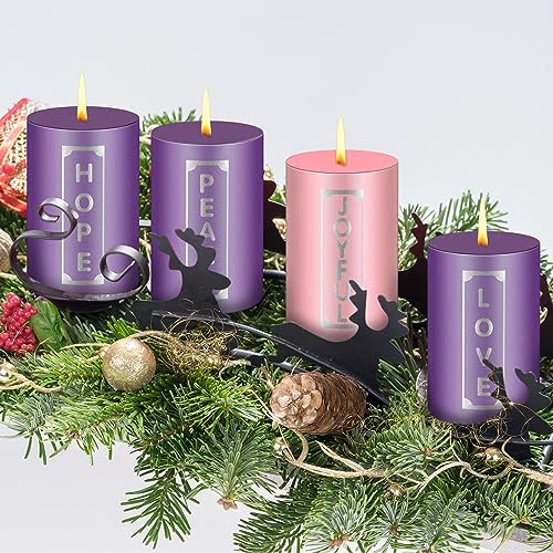 4 Pcs Advent Candles with Words Pillar Christmas Advent Candle 2 x 3 Inch - size: 2 x 3'', style: Cylinder