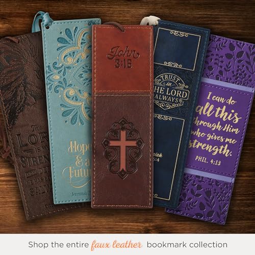Christian Art Gifts Premium Faux Leather Scripture Bookmark: Cross Design - color: Brown - John 3:16, size: 6.5 x 2.2 x 0.1