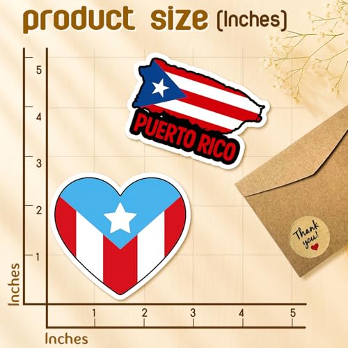 4 Pcs Puerto Rico Stickers - Waterproof Vinyl Puerto Rican Flag Decals - color: Puerto Rico Sticker