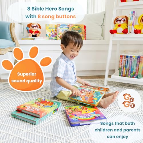 GO GO Bible Heroes Stories Songs Sound Book with 8 Songs, Singing Toy, Sound Play for Ages 1-5, Musical Learning, and Interactive Bible Gift for Kids, Bible for Toddlers 1-3 - color: Bible Heroes Stories