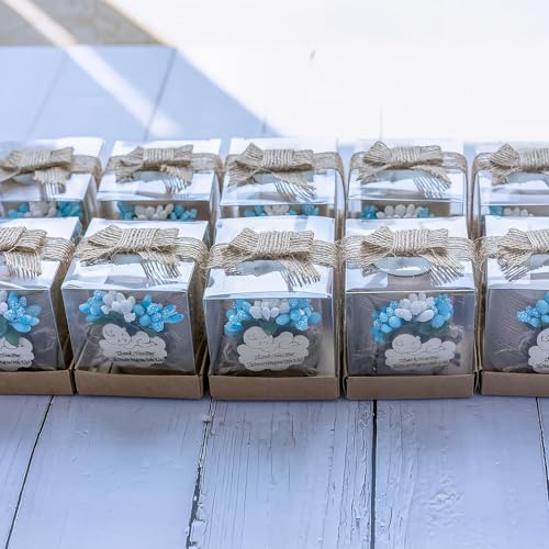 50 Piece Set Wooden Tealight Candle Holders, Baby Shower Party Favors, Party Favors for Guests, Return Gift for Guests,Fiesta Baby Shower Regalos para los invitados,Boy Baby Gender Reveal. (Blue) - color: Blue