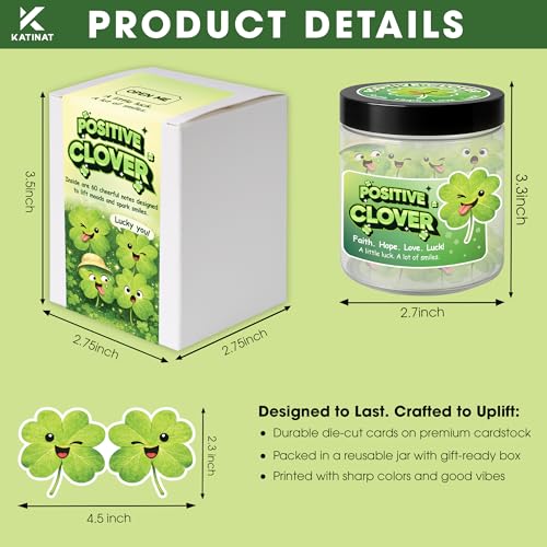 Positive Clover Jar - 60 Inspirational Affirmation Cards, Emotional Support - color: KAT- K- Positive Clover Jar