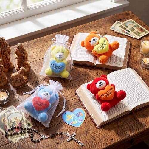 Silipull 12 Pcs Jesus is in My Heart Stuffed Bears Gifts Religious Plush - style: Jesus is in My Heart