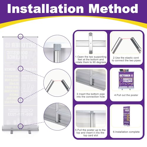 Ceenna 24 x 63 Inch Domestic Violence Awareness Retractable Banners - style: Domestic Violence Awareness