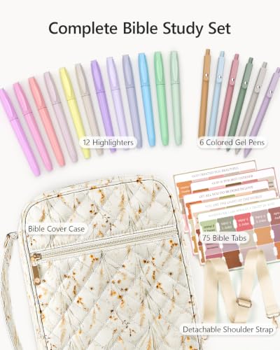 BellaHold Bible Cover Case with Shoulder Strap, Large Bible Bags for Women - color: Beige Wheat Grass