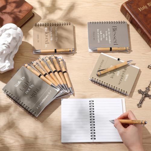 Eaasty 10 Sets Christian Gifts Bulk Bible Notebook with Pen, Black, Brown - color: Black, Brown