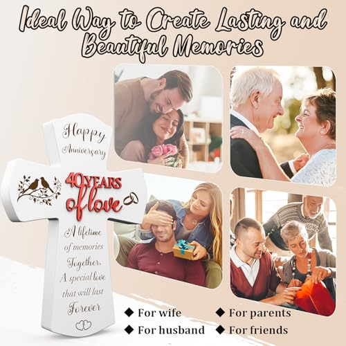 40th Anniversary Wedding Gifts for wife husband, Religious Cross Gifts for women men,40 year Romantic Anniversary Marriage Gift for Her,Him,Couple,Parents,Friends,Wedding Anniversary Decorations - style: 40 years of marriage