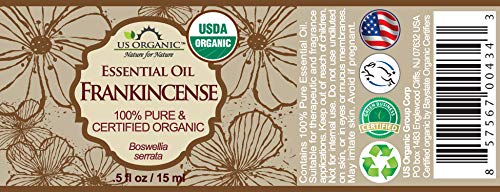 US Organic 100% Pure Frankincense Essential Oil, USDA Certified Organic, Steam Distilled, Boswellia serrata, Origin India, Use Topically or in Diffuser (15 ml, Value 2Pack) - size: 0.5 Fl Oz (Pack of 2)