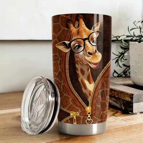 SANDJEST Giraffe Tumbler 20oz Stainless Steel Insulated Coffee Travel Mug Cup for Women Girls Giraffe Gifts for Birthday Christmas Mothers Day - color: Giraffe