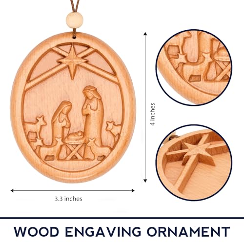 3D Natural Wood Nativity Ornaments, Christian Christmas Ornaments 2026, Nativity Scene Christmas Decorations, Baby Jesus Ornament for Tree, Christian & Catholic Religious Gifts for Women - color: Nativitywood
