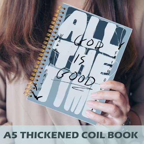 Yhtrg Blue Christian Spiral Notebooks, God Is Good All the Time Bible Journal Notebook, Bible Jesus Notebook for Note Taking, Christian Gifts for Women Men, 5.5x8.3 Inch - color: god1