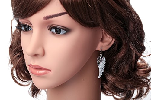 Szxc Women's Crystal Guardian Angel Wings Hypoallergenic Dangle Earrings Biker Jewelry - 2 1/4 inch - color: Color-changing Silver