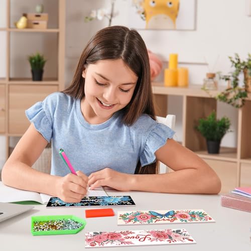 8 Pieces Christian Bible Verse Diamond Art Bookmarks 5d Christian Beaded Bookmark Acrylic Tassel Bookmark for DIY Making Beginners Adults Arts Craft Supplies (Floral-2) - color: Floral-2