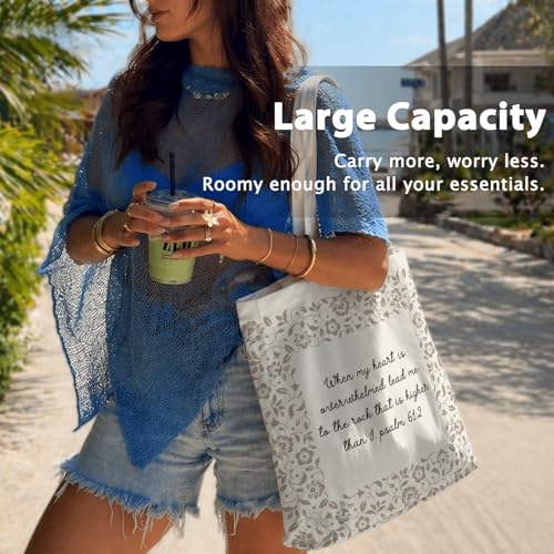 Bible Tote BagsGifts for Women, Cute Christian Church Canvas Tote Bag Christian Reusable Shopping Bags - color: Bible-02