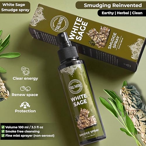 White Sage Spray for Spiritual Cleansing Negative Energy and Protection - Smudge Spray Made with Natural Non Toxic Sage Essential Oil - Salvia Blanca para Limpiar - color: White Sage, size: 1 Fl Oz (Pack of 1)