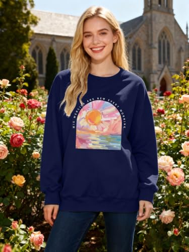 Christian Sweatshirts for Women Jesus Religious Faith Tops - color: Blue, size: XX-Large