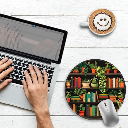 Gctriki Bookshelf Small Mouse Pad for Desk, Cute Office Decor for Women - color: Bookshelf