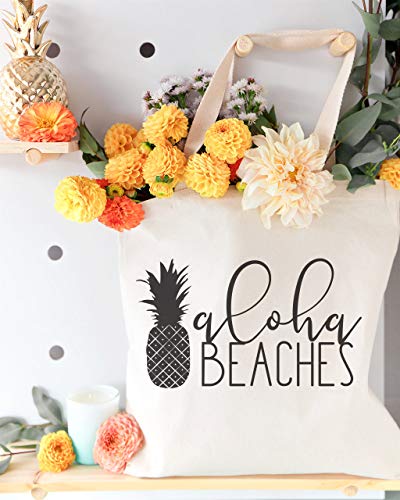 The Cotton & Canvas Co. Beach, Grocery, Farmers Market, Shopping and Travel Reusable Shoulder Tote and Handbag … - style: Aloha Beaches
