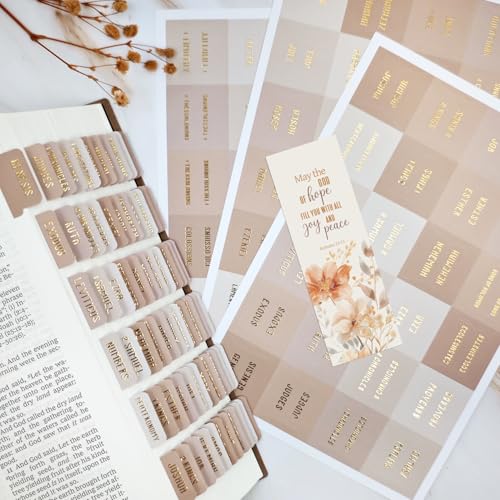 Laminated Bible Tabs for Women and Men, Gold Foil Embossed Lettering - style: Khaki